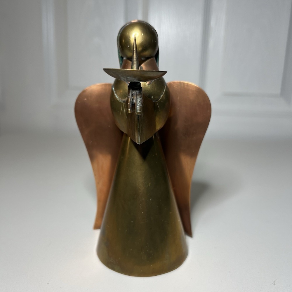 vintage brass copper angel candle holder